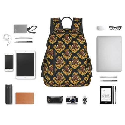Compact Urban Commute Backpack Sunflower Horse Black, Slim Fit Laptop Daypack for Office Business Casual Daily Wear Men Women - color: Picture (43)