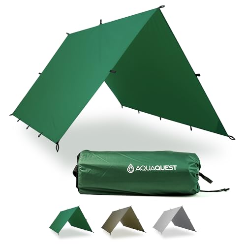 AquaQuest Guide Tarp – Ultralight Waterproof (5,000 mm) Seam-Taped 40D Ripstop Rain Fly for Backpacking, Stealth Camping & Thru-Hiking - color: Forester Green, size: 20 x 13 ft
