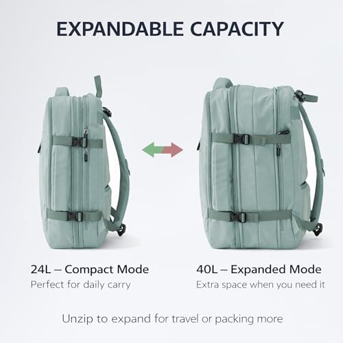 Travel Backpack, Expandable Large Capacity Business Work, Water Repellent Carry On Daypack with USB Charging Port, Fit 17 Inch Laptop, Bag for Men and Women,Mint Green - color: Mint Green