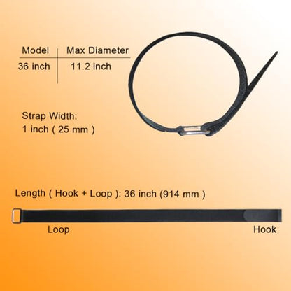 36 inch Cable Strap with Buckle - 16 PACK Hook and Loop Fastening Straps - Adjustable Nylon Extend Securing Strap - size: 1 x 36 in