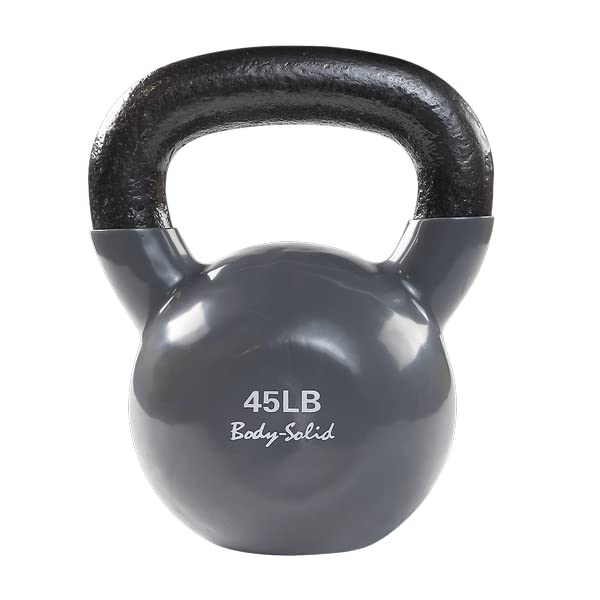 Body-Solid Vinyl Coated Kettlebells with Kettle Grip Handles, Perfect Kettlebells for Weight Training and Core Workout Exercise Equipments - style: 45lbs.