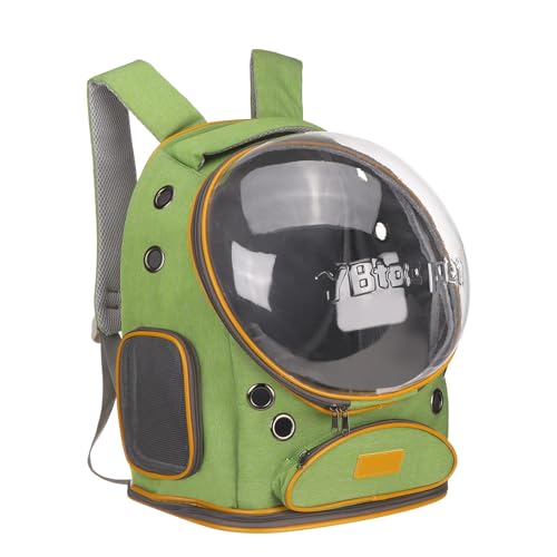Pet Backpack Carrier, Portable and Ventilated, Oxford Cloth, Dog Cat Travel Bag with Transparent Cover 12.6", (Green, 1 Pcs), Intended for Hiking/Camping/Traveling - color: Green