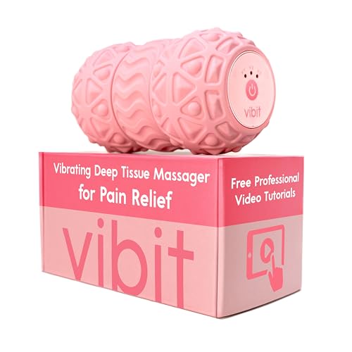 Vibit - Vibrating Massager for Plantar Fasciitis, Pain Relief and Sciatica, Foot and Body Portable Massage Roller, Deep Tissue Pain Relief from Feet to Neck, Electric, 3 Vibration Levels (Pink) - color: Pink