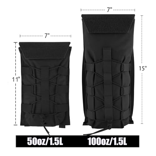 PETAC GEAR 1.5L / 3L Tactical Hydration Pack，Molle Carrier Pouch for 50 oz /100 oz Hydration Bladder Daypack Water Backpack. - color: BK, size: 3L bag only