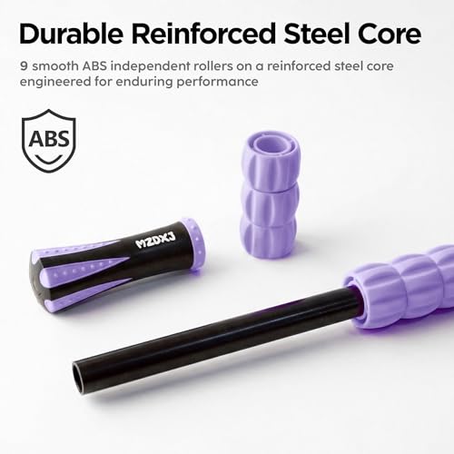 Muscle Roller & Massage Roller Stick for Athletes - Lymphatic Drainage Support, Relieves Muscle Soreness, Cramping & Tightness - Targets Legs, Arms, Back & Calves （Purple - 18inch） - color: Purple