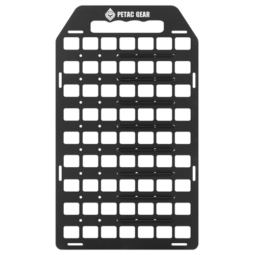 PETAC GEAR Rigid Insert MOLLE Panel Portable Gear Organizer with Carry Handle Backpack Bag Tactical Equipment Storage Pouches Holsters Holder Gun Rack Mount -L - color: BK, size: Large
