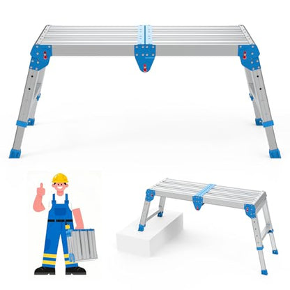 Loyoda Work Platform 500 Lbs, Folding Step Stool with One-Touch Automatic Fold, 4 Height Adjustment Step Platform, Perfect for RV Cleaning, Home Painting and Reaching High Places, Larger, Blue - size: Larger Blue