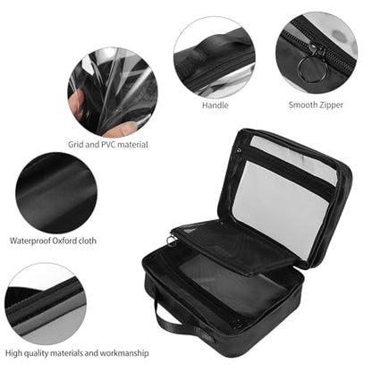 TSA Approved Toiletry Bag, Clear Makeup Bags with Multi Layer Mesh Pockets, Portable Large Capacity PVC Cosmetic Bags with Zipper for Travel Essentials - size: L
