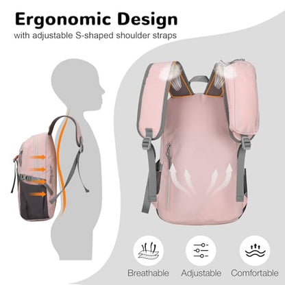 12L Hiking Backpack with Padded Straps for Kids, Waterproof Small Hiking Backpack with Chest Strap for Women, Mini Lightweight Kid Travel Backpacks Day Pack, Pink - color: Pink