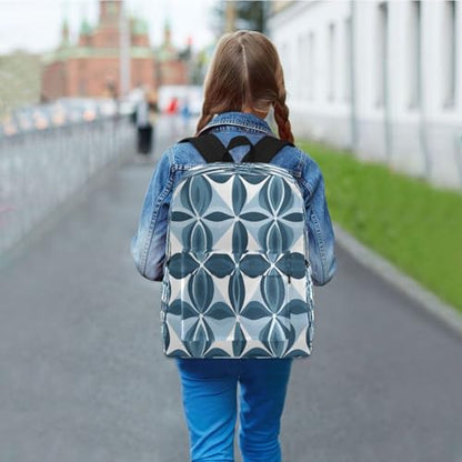 Blue Pattern Lightweight Casual Backpack for Women & Men, Multi-Pocket Everyday Travel Bag with Adjustable Straps, Versatile Daypack for Work, Outdoor Activities & Daily Use