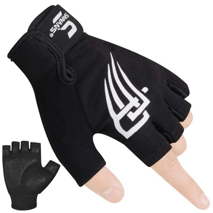 SAWANS Weight Lifting Workout Gloves Lightweight Breathable Padded Palm Protection Gym Gloves Non-Slip Silicone Grip for Men and Women Exercise Fitness Training Pull-ups Deadlifting - size: Large