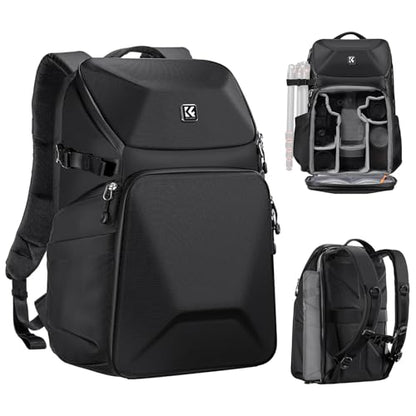 K&F CONCEPT Camera Backpack Hard Shell 20L Photography Camera Bag Hardshell Case with Tripod Holder&Laptop Compartment