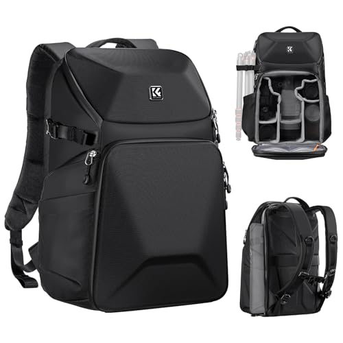 K&F CONCEPT Camera Backpack Hard Shell 20L Photography Camera Bag Hardshell Case with Tripod Holder&Laptop Compartment