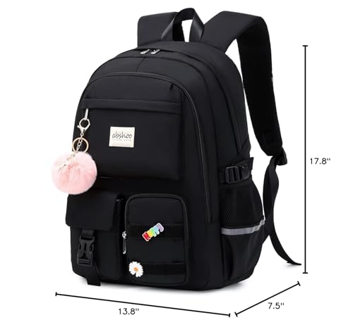 abshoo Big Student Laptop Backpack For College Women Middle High School Teen Girls Bookbag Travel Daypack (Black) | For College - color: Black