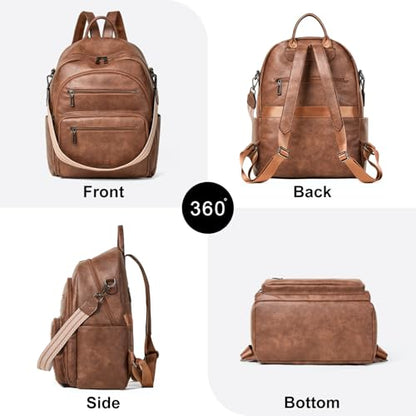 LATMAP Backpack Purse for Women Laptop Backpack, Leather Travel Back Pack Shoulder Bag Teacher College Daypack Work Handbag fits 14" Laptop, Brown - color: Style1-brown