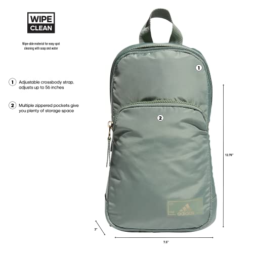 adidas Essentials Sling Small Crossbody Bag for Women and Men (5L), Silver Green/Gilver/2.0, One Size - color: Silver Green/Gilver/2.0