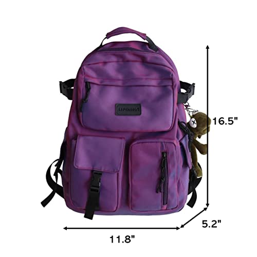 Casual Large Capacity Student Backpacks Cute Backpack for Back To School Traveling Hiking Teens Girls Aesthetic Backpack… (Purple) - color: Purple