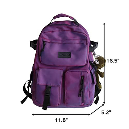 Casual Large Capacity Student Backpacks Cute Backpack for Back To School Traveling Hiking Teens Girls Aesthetic Backpack… (Purple) - color: Purple