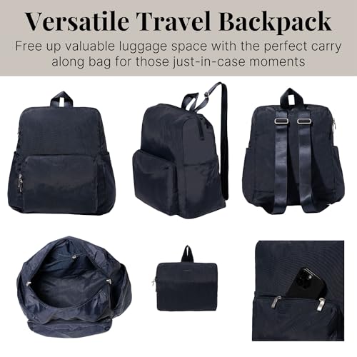 Baggallini Women's Carryall Packable Backpack, French Navy - color: French Navy