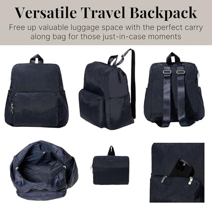 Baggallini Women's Carryall Packable Backpack, French Navy - color: French Navy