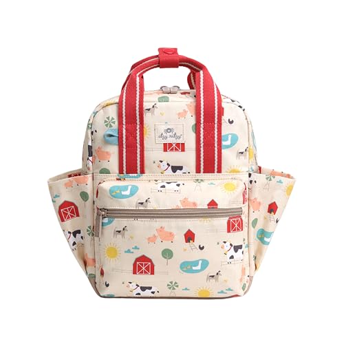 Itzy Ritzy Toddler Backpack - Daycare Bag - Features Adjustable Shoulder Straps, 2 Side Pockets & Spacious Interior with Wipeable Fabric Lining & Name Label, Farm Backpack - color: Farm