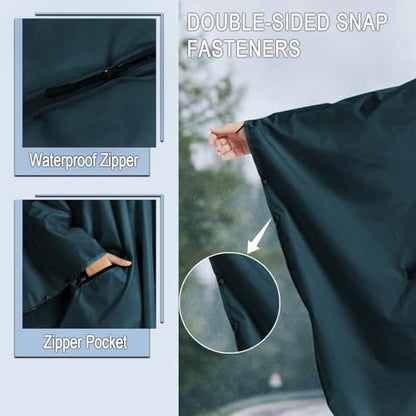 Fashion Hooded Rain Poncho Waterproof Raincoat Jacket with pocket for Women/Men/Adult - color: Deep Blue