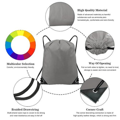 Drawstring Backpack Bulk 20 Pcs Draw String Backpack Bags DIY Gym Sports Traveling Yoga Cinch Bag Sackpack Drawstring (grey) - color: Gray