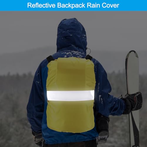 PATIKIL Waterproof Backpack Rain Cover, Non-Slip Backpack Cover with Reflective Strap Stay Dry for Hiking, Camping, Hunting - color: Yellow, size: Small