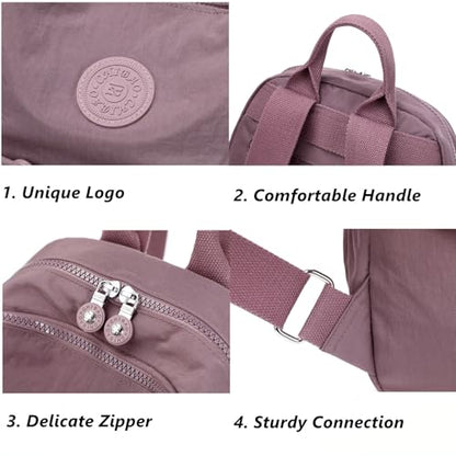 Mini Backpack Purse for Women Lightweight Nylon Casual Bag Small Daypacks for Work Travel (A Salmon) - color: A Salmon