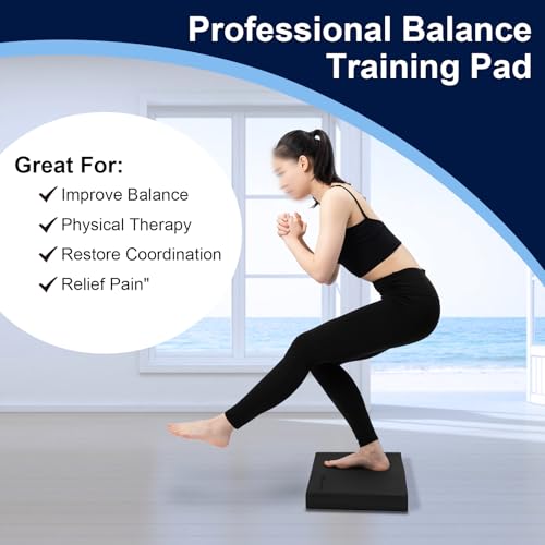 StrongTek Professional Foam Exercise Balance Pad - 15.8" x 13" x 2", High-Density TPE Foam Knee Pad, Non-Slip & Water-Resistant, for Balance Training, Physical Therapy, Yoga, and More - color: Black