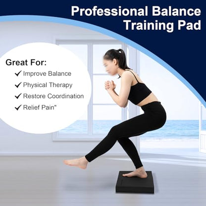 StrongTek Professional Foam Exercise Balance Pad - 15.8" x 13" x 2", High-Density TPE Foam Knee Pad, Non-Slip & Water-Resistant, for Balance Training, Physical Therapy, Yoga, and More - color: Black