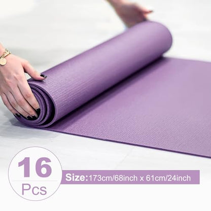 3 mm Thick Yoga Mat Bulk, Non Slip Exercise Workout Fitness Pad for Women Men, Gym Home Yoga Pilates, Easy to Clean, Sturdy PVC - color: Smoky Purple