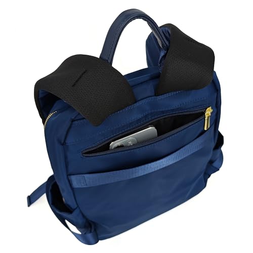 M-ioi-M Medium Backpack Purse for Women, Fashion Nylon Daypack with Gold Hardware, Lightweight Water-Resistant Rucksack for College, Work, Travel, Everyday Use, Fits 13–14" Laptop (Navy Blue,Medium) - color: Navy Blue,medium