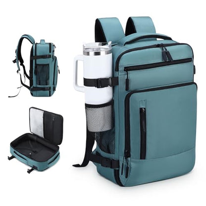 Travel Backpack, TSA Friendly Flight Approved Carry on Backpack with Laptop Compartment for Men Women, Weekender Personal Item Bag 30L, Peacock Blue - color: Peacock Blue