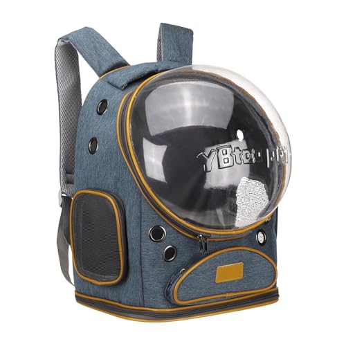 Pet Backpack Carrier, Portable and Ventilated, Oxford Cloth, Dog Cat Travel Bag with Transparent Cover 12.6", (Blue, 1 Pcs), Intended for Hiking/Camping/Traveling - color: Blue