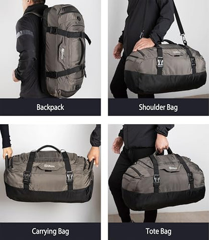 Ubon Large Duffel Bag Weekender Bags with Shoe Compartments 4-Way Sports Gym Backpack with Padded Straps Camping Traveling Duffle Bag - color: Grey, size: 65L