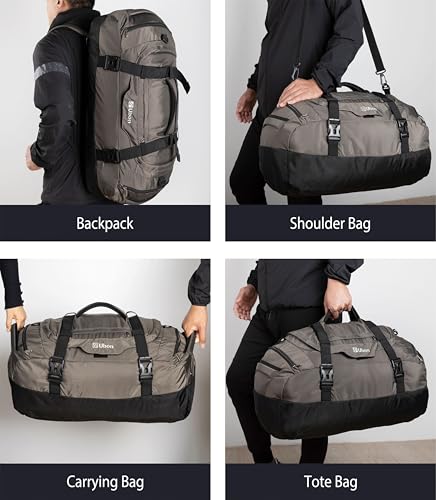 Ubon Large Duffel Bag Weekender Bags with Shoe Compartments 4-Way Sports Gym Backpack with Padded Straps Camping Traveling Duffle Bag - color: Grey, size: 80L