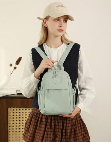 Mini Backpack for Women Nylon Small Backpack Purse Crossbody Sling Bag Convertible Backpack Casual Shopping Daypack (Light Green) - color: Light Green