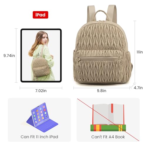 LOVEVOOK Backpack for Women Light Weight Waterproof Backpack Purses Daily Backpack… | Light Weight - color: Quilted Khaki