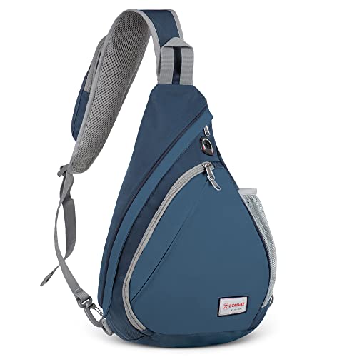ZOMAKE Sling Bag,Small Crossbody Sling Backpack,Water Resistant Shoulder Daypack for Travel,Anti Thief Chest Bag for Hiking(Navy Blue) - color: Navy Blue