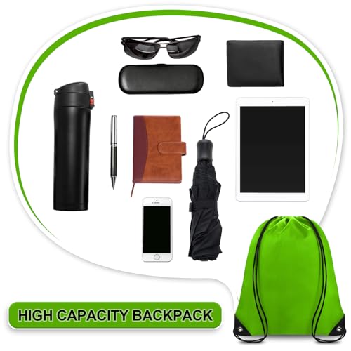 Grneric Drawstring Bags 28 PCS Drawstring Backpack Bulk String Backpack Cinch Bag Sackpack for Men Women Gym (Green) - color: Green