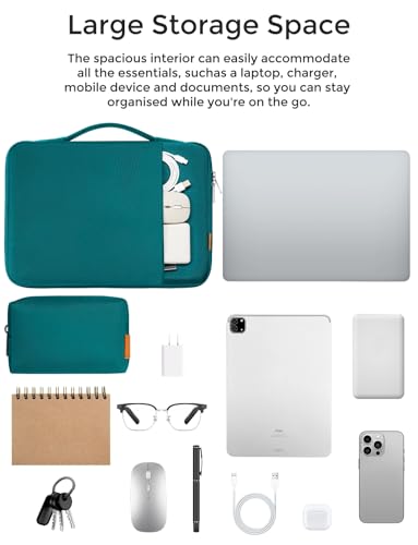 DOMISO Laptop Case Laptop Sleeve Cover Compatible with 15 inch MacBook Air M4/A3241 2025, M3/A3114,M2/A2941,15 inch MacBook Pro A1990 A1707,Compatible with Dell XPS 15 Plus with Small Case,Turquoise - color: Turquoise, size: 14 inch