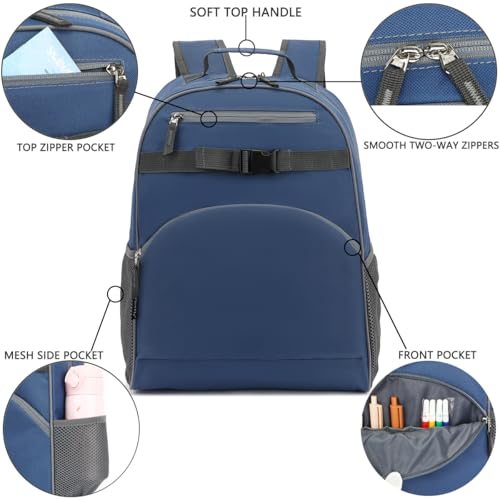 FlowFly Kids Backpack for Toddler Boys Girls, Simple Lightweight Bookbag for Daycare Kindergarten Elementary School Travel, Small Modern Bag (Large), Cyan - color: Cyan, style: Kids Large: 17l
