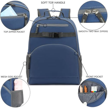 FlowFly Kids Backpack for Toddler Boys Girls, Simple Lightweight Bookbag for Daycare Kindergarten Elementary School Travel, Small Modern Bag (Large), Cyan - color: Cyan, style: Kids Large: 17l