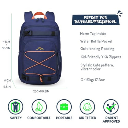 MOUNTAINTOP Kids Backpack for Boys Girls Elementary Kindergarten School Bag Lightweight Children Daypack - color: Navy Blue-15l, size: 15L