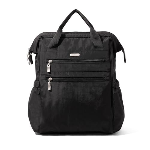 Baggallini City Scape Backpack - 15"x11" Lightweight Work Travel Bag w/Luggage Sleeve & RFID - color: Black