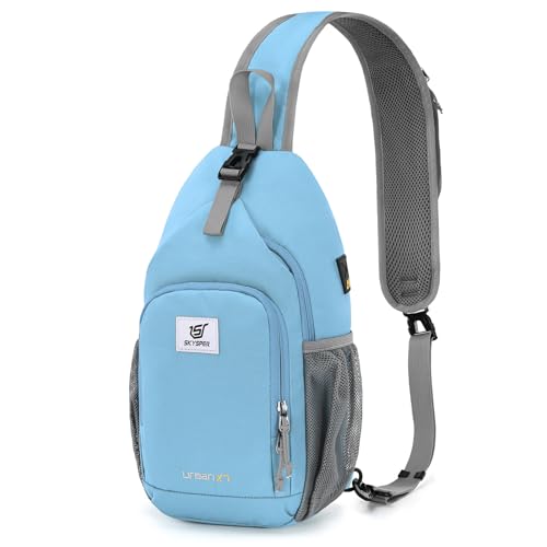 SKYSPER Sling Bag RFID Crossbody Sling Backpack Cross Body Shoulder Bag Travel Hiking Daypack for Women Men(Lightblue) - color: Lightblue