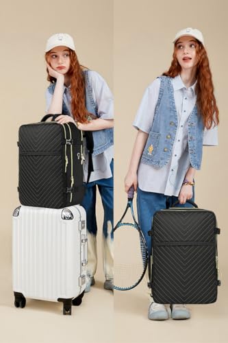 Large Carry On Travel Backpack - Flight Approved Waterproof Luggage Suitcase Backpacks Personal Item Size for Women Men Fit 17 Inch Laptop College Overnight Bag Anti-Theft Weekender Daypack Black Gold