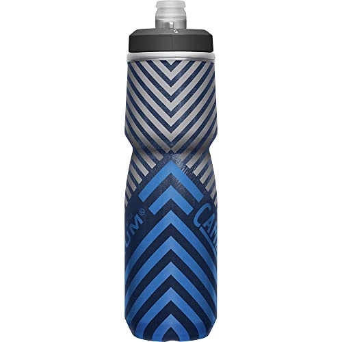 CamelBak Podium Chill Insulated Bike Squeeze Water Bottle, Cold Retention for Cycling, 24oz, Navy Stripe - color: Navy Stripe