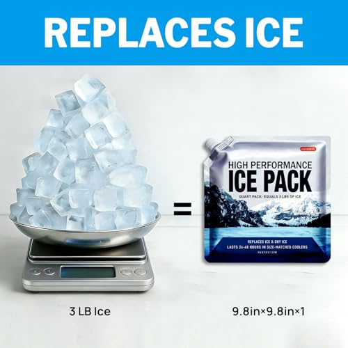 Reusable Ice Packs for Coolers Long Lasting Gel Freezer Packs for Lunch Bags Cooler Backpack Lunch Box for Camping & Picnics (9.8"x9.8"x4P) - size: Medium-4pk